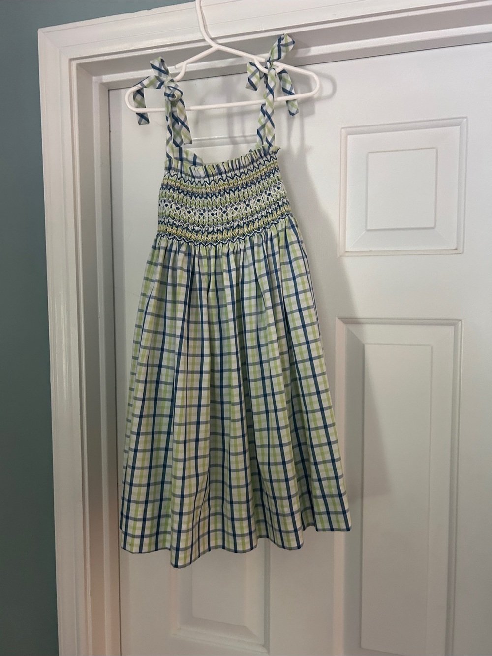 Smocked Plaid Tie-Strap Sundress for Girls - Blue & Green